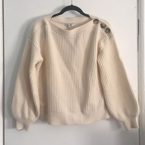 Boatneck bubble sleeve pullover sweater